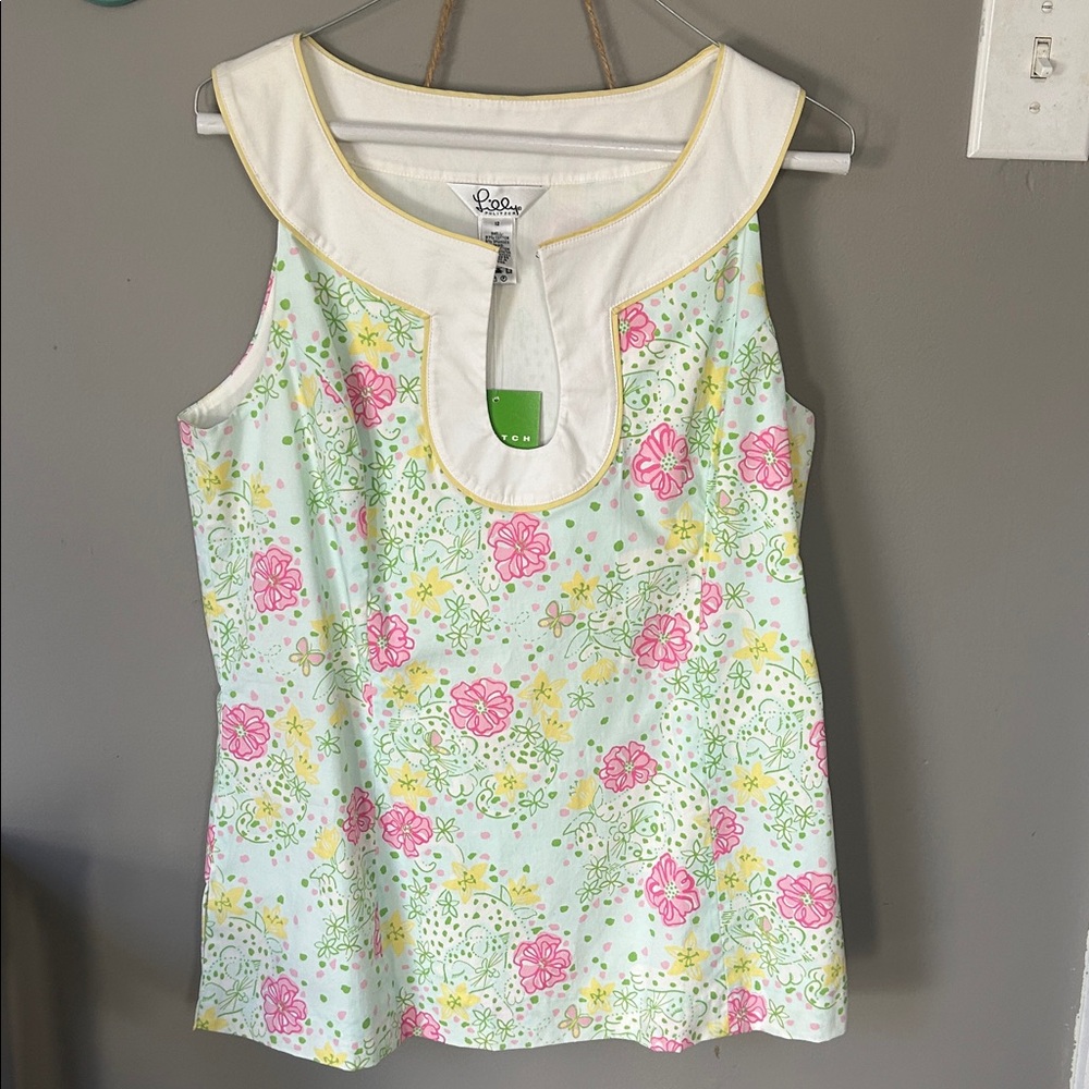 NWT Lilly Pulitzer The Good Life Cats Floral Tank - Picture 2 of 6